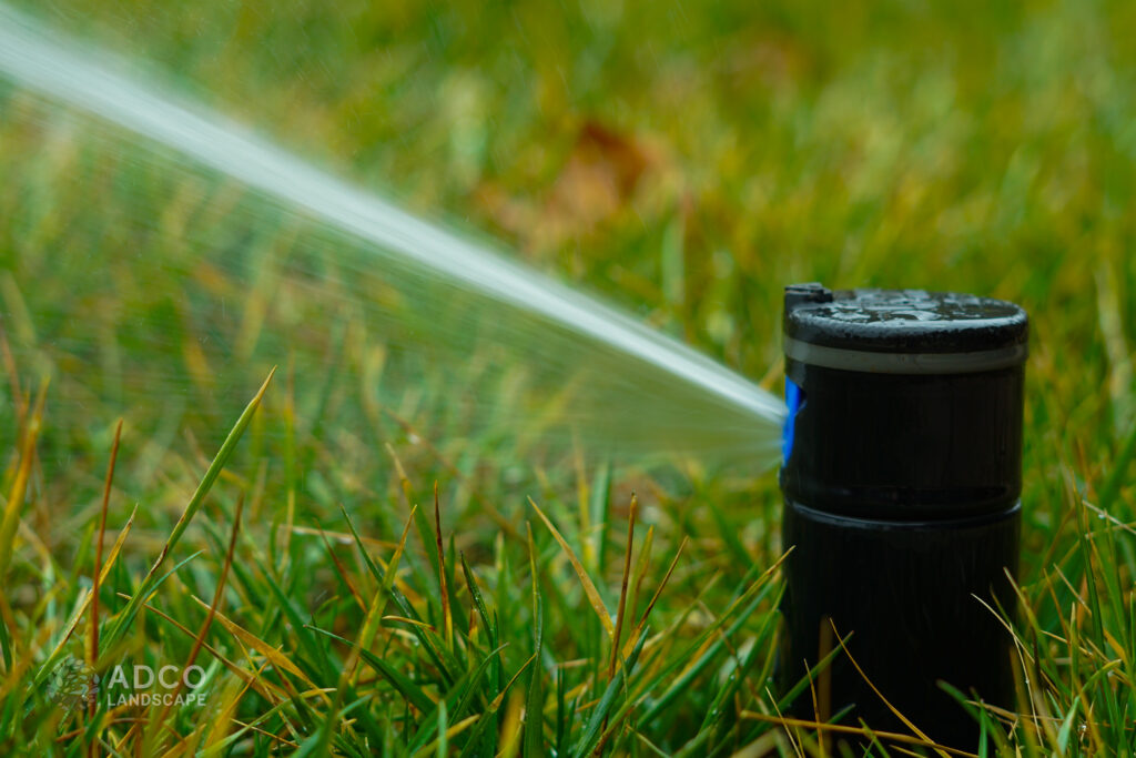 Close up of a sprinkler spraying water.