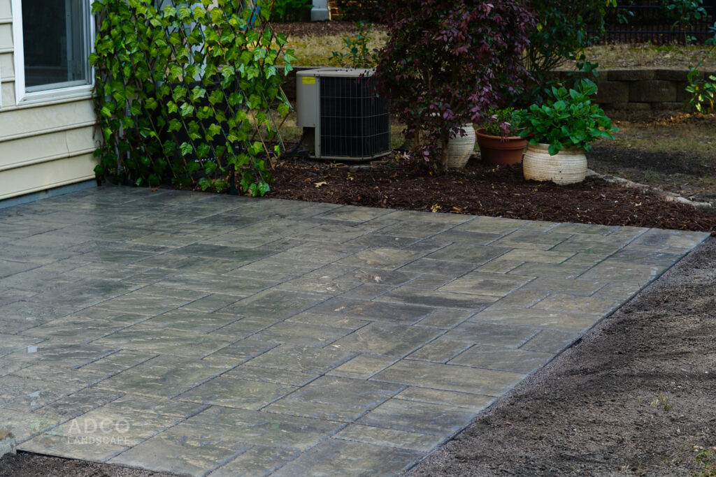 Techo bloc shale grey patio.