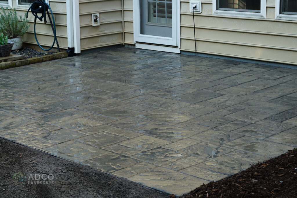 Techo bloc shale grey patio.